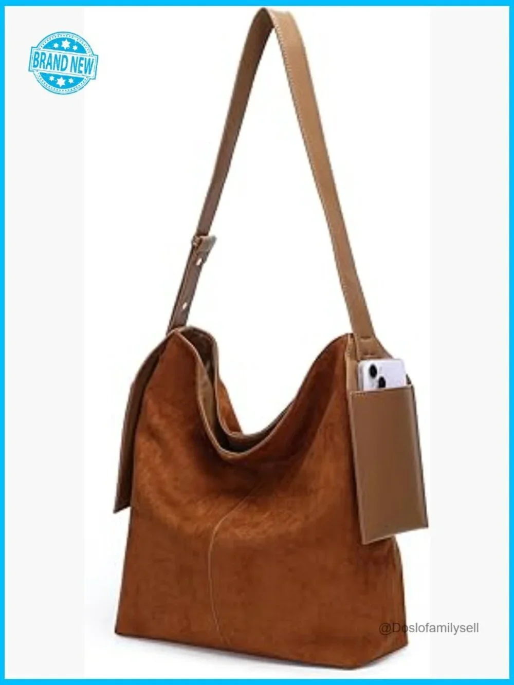 Suede Hobo Shoulder Bag Crossbody Purse Tote Handbag With Adjustable Strap